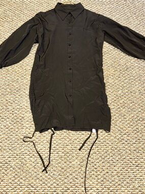 Zara Black Longline Button-Front Shirt Jacket